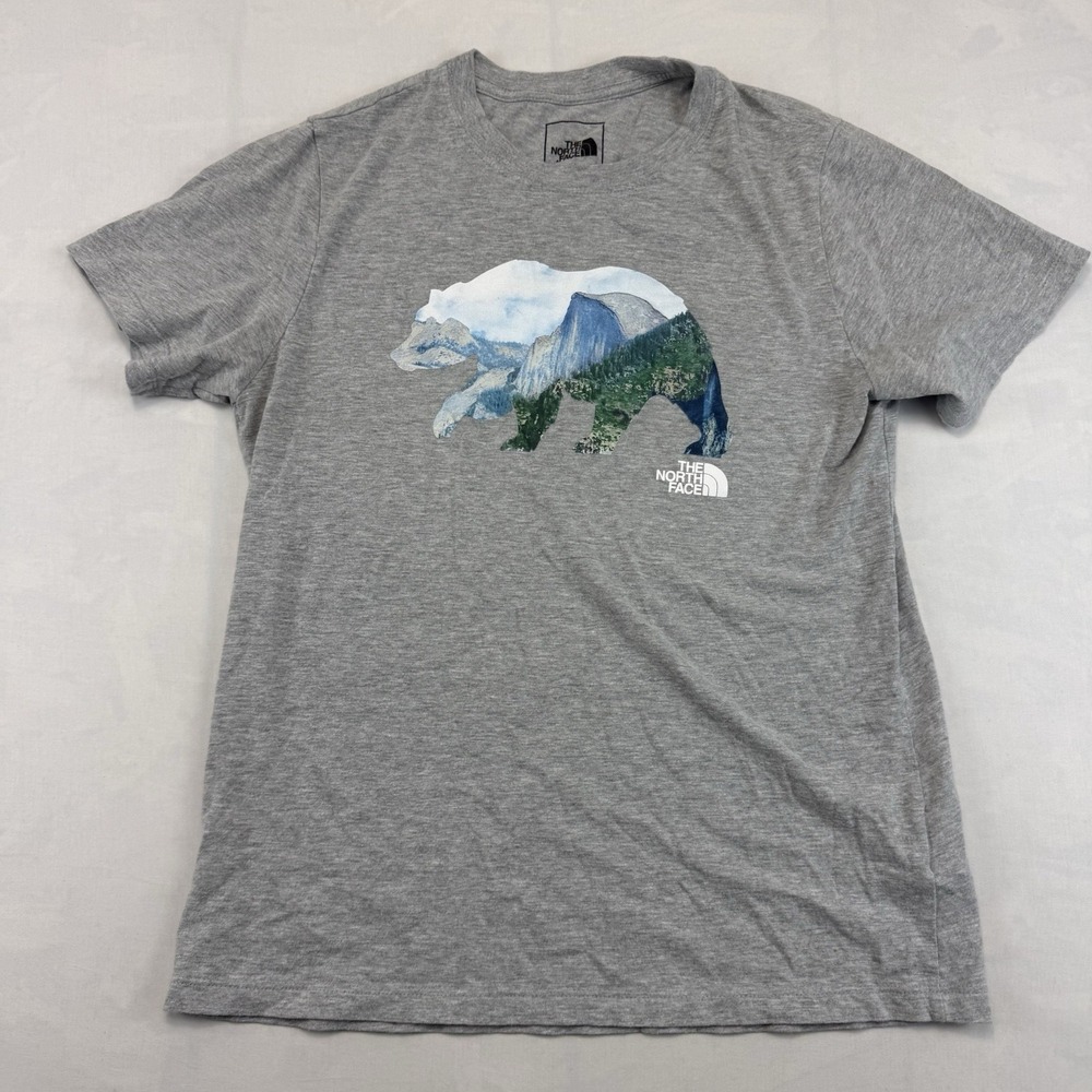 The North Face Bear Graphic Tee Womens M Gray Landscape Outdoor T-Shirt